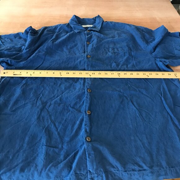 Tommy Bahama 100% Silk Hawaiian Shirt Men XL Blue Button Up Pocket Short Sleeve - Picture 7 of 12